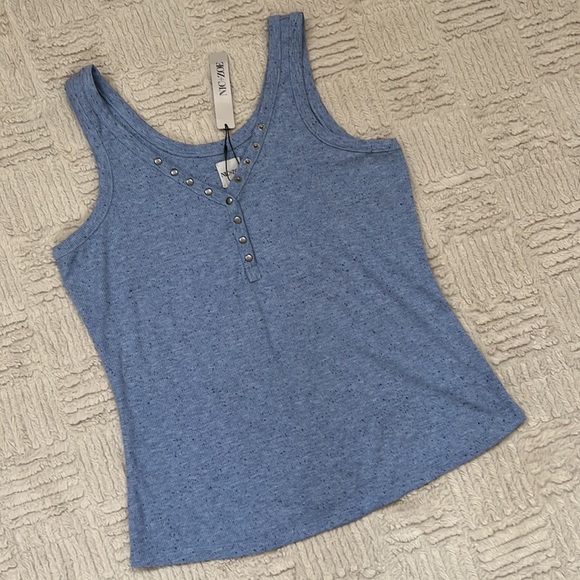 Speckled knit snap tank in blue mix, New with tags, Size medium - Picture 9 of 16